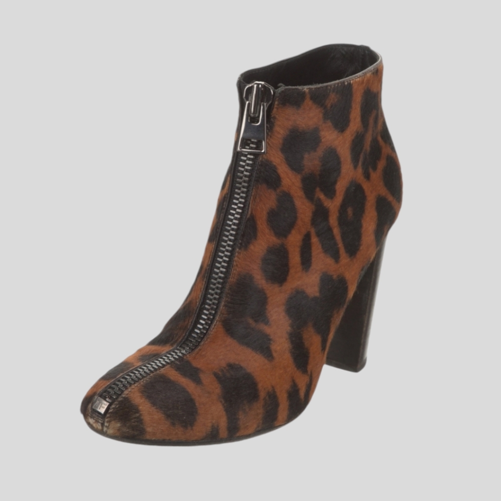 Tom Ford Leopard Ponyhair Zippered Ankle Boots - Picture 2 of 12